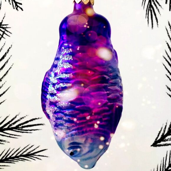 NEW Authentic Christopher Radko Purple Pink HAPPY FISH Handcrafted Glass Ornamet - Picture 1 of 8